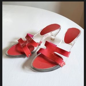 Vintage Calvin Klein Clear Lucite Patent Red Heels